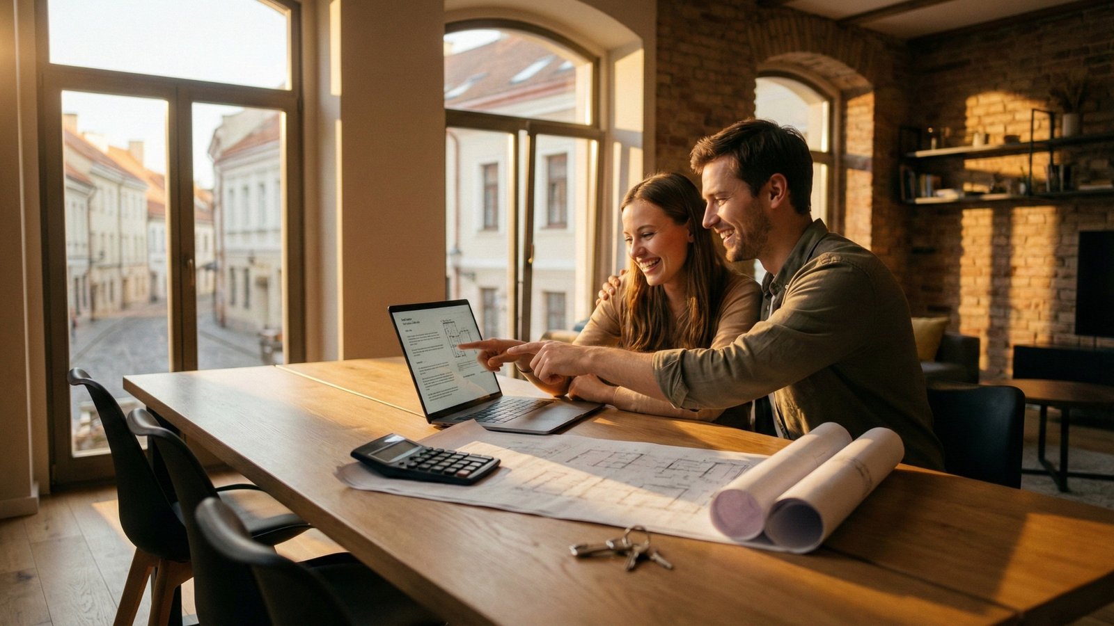 Pora dirba prie nešiojamojo kompiuterio šviesioje patalpoje.